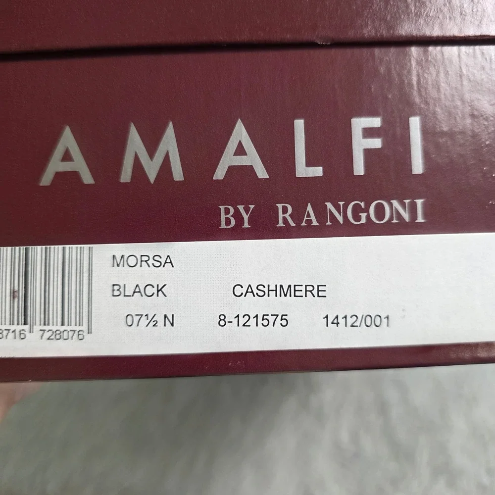 NEW Amalfi Rangoni Black Italian Suede‎ Leather Quilted Wedge Slip On Shoes 7.5N